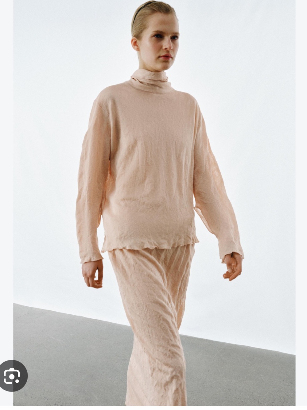 Zara CRUMPLED EFFECT BOW KNIT AND SHIRT SET